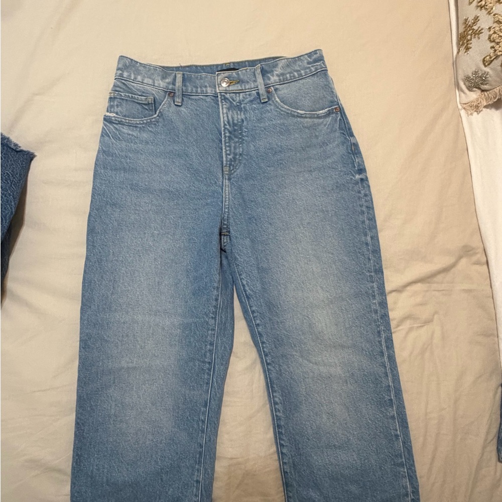 Express Light Blue Straight Leg Jeans
